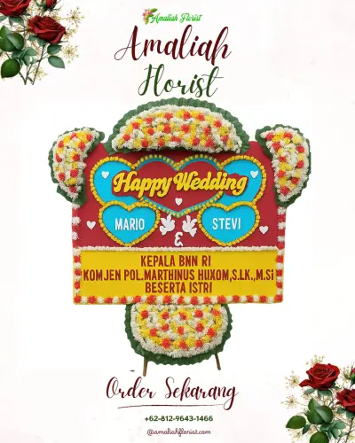 Karangan Papan Bunga Pernikahan di Blimbing